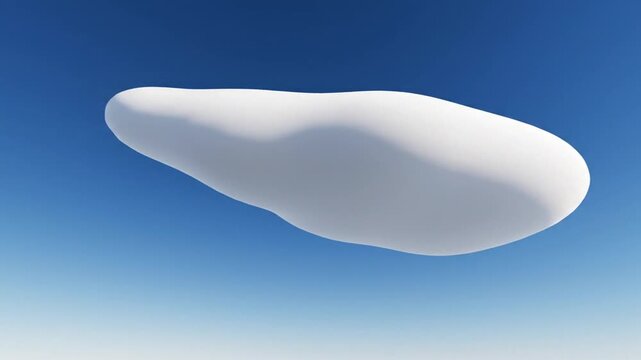 A single white cloud floats across a clear blue sky