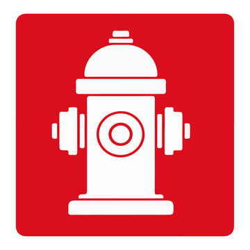 Fire hydrant or water supply red square safety sign vector illustration