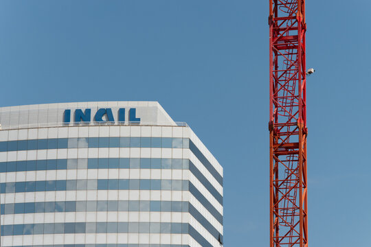 INAIL building in the EUR district of Rome, headquarters of the National Institute for Insurance against Accidents at Work, the national body responsible for insurance and workplace safety in Italy.