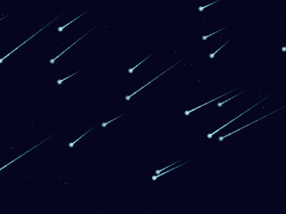 Cosmic Shooting Stars Glowing Trails Night Design © iushakovsky