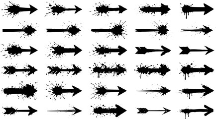 Fototapeta premium Creative ink splash arrow icons with various drip effects for grunge design use