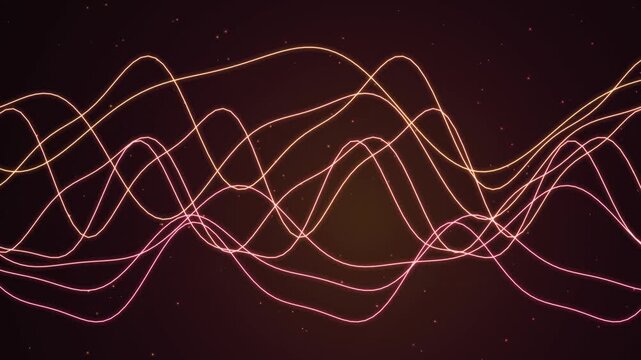 Futuristic Atom Energy Wave with Glowing Fractal Lines and Abstract Smoke on Black Background, Digital Technology Space Wallpaper Art