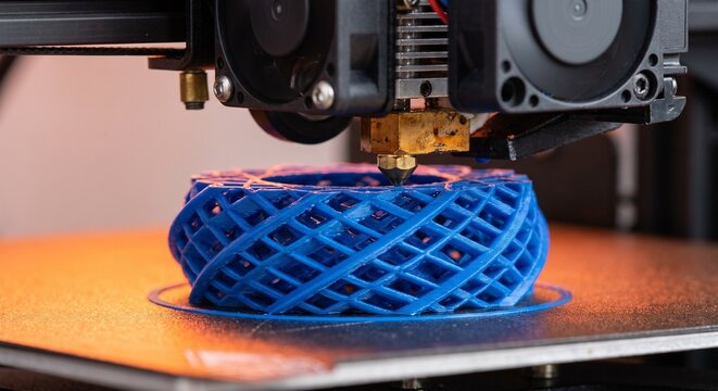 Blue Filament 3D Printer Printing Complex Lattice Structure