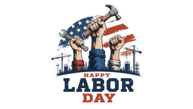 Labor day celebration with american flag and tree design Labor Day, Happy Labor Day, American Labor Day, Labor Day USA