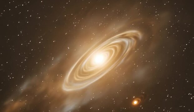 Abstract space animation featuring evenly spaced comet-like symbols of different sizes, brightness levels, and opacity floating across a deep black background