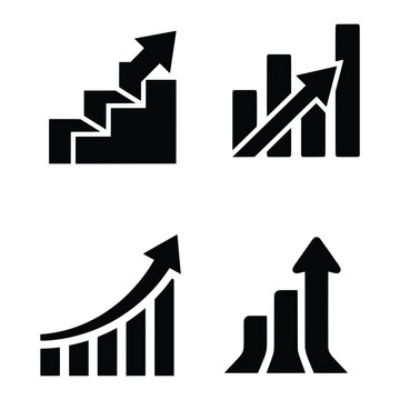 Dynamic Staircase Growth Arrows and Financial Progress Symbols