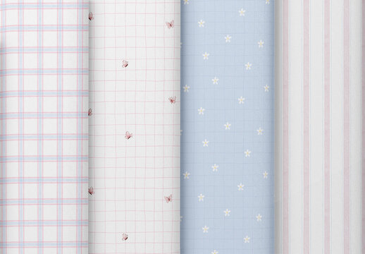 Watercolor Pattern Template with Seamless Repeat featuring Pastel Stripes, Plaid Grids and Hand Drawn Hearts