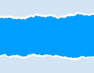 Fototapeta premium Torn paper border creating copy space on blue
