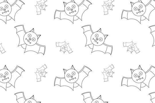 Halloween bat pattern in line art style for decoration and themed design
