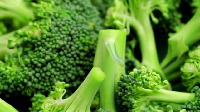 Close-up view of fresh green broccoli florets