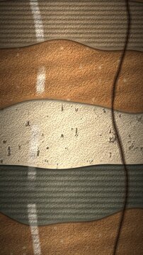 Endless descent through geological rock layers core sample stratigraphy seamless vertical loop