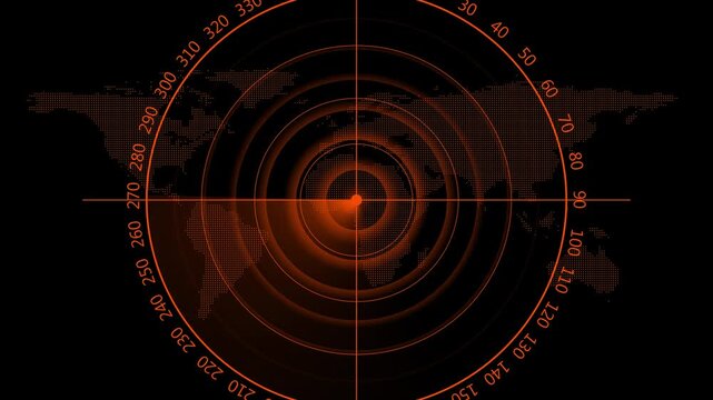 Radar screen loop with scanning beam circular . Scanning Submarine Radar Screen with World Map. tracking systems, and advanced technology solutions. Digital radar screen infographic HUD call out