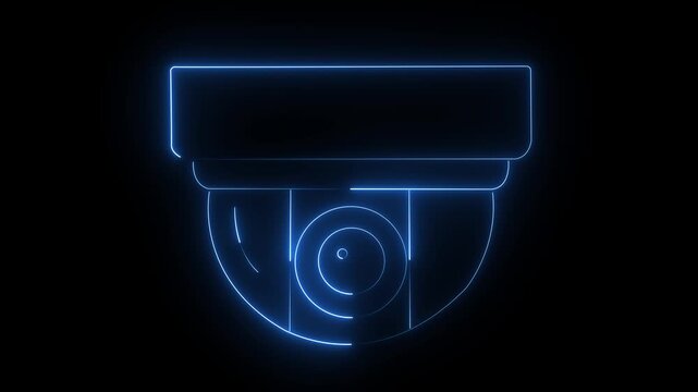 Blue futuristic surveillance camera icon