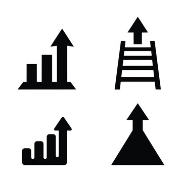 Minimal Analytics Symbols with Ascending Charts and Achievement Forms