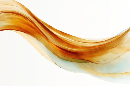 Hand-drawn watercolor marula oil wave with soft amber tones on a clean white field