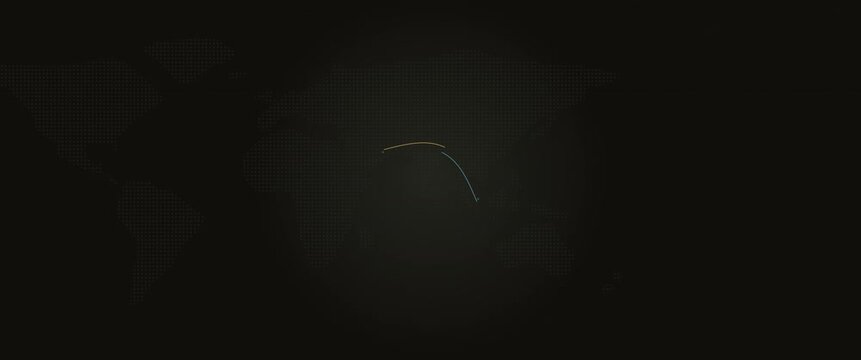Cinematic widescreen crossing arcs world map anamorphic seamless loop