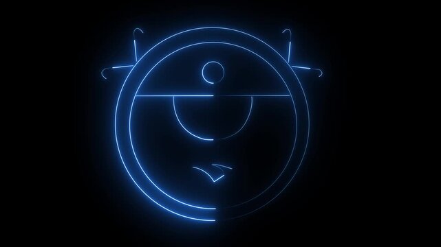 Blue glowing smiley face with moon and stars
