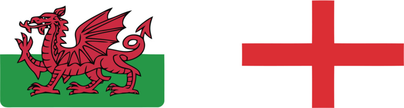 Wales flag and england flag vector illustration.