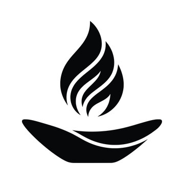Elegant Flame Lotus Emblem with Curved Decorative Base