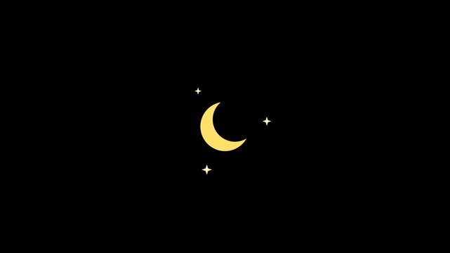 Animated moon and star icons with simple smooth motion for night, sleep, relaxation, and video editing.