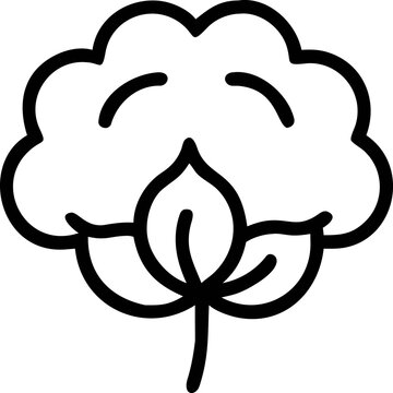 Cotton boll line icon, vector illustration of cotton plant symbol. Black and white outline symbol for organic natural fiber industry, agriculture, farming, and textile design.