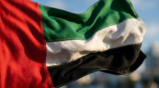 UAE Flag Close Up Waving