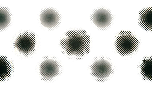 Halftone dot pattern on white background, retro pop art texture, black and white gradient circles for graphic design