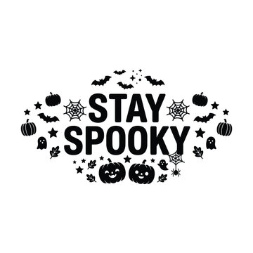Distressed Stay Spooky Halloween Typography with Decorative Splashes