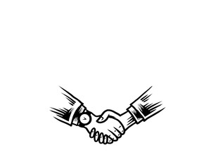 Retro Businessmen Handshake Partnership Concept Logo Emblem © Crindity