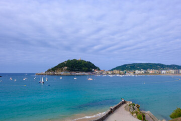 Fototapeta premium Panoramic View of La Concha Bay and Beach in Donostia-San Sebastian, Basque Country, Spain