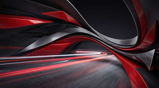 Premium Abstract Motorsport Speed Background with Red Black Aerodynamic Motion Trails