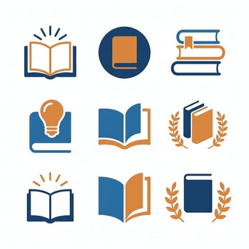 Book Icons Set for Education Knowledge and Library App Design