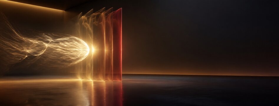 Futuristic Energy Sphere Breaking Through Digital Glass Barriers