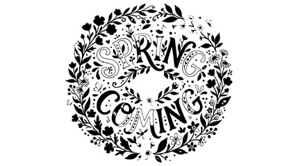 Fototapeta premium A beautiful intricate and artistic wreath of flourishing foliage announces the hopeful and vibrant arrival of the coming spring season full of