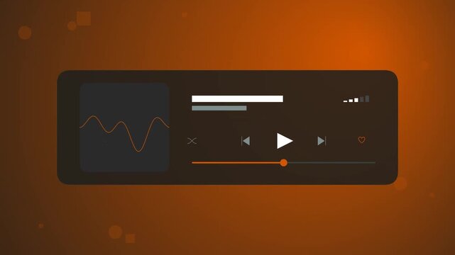 Modern Digital Music Player Interface with Sleek UI Controls and Orange Glow Background for Streaming Audio Applications
