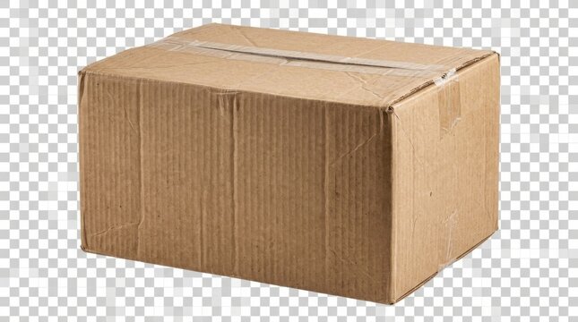 Closed cardboard shipping box isolated on white background for delivery and logistics