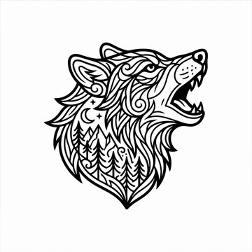 Howling wolf illustration