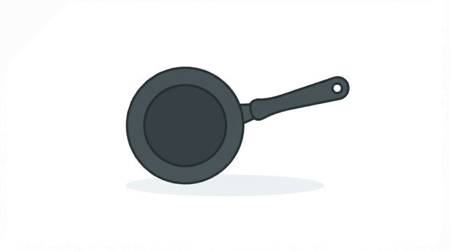 Minimalist Frying Pan Illustration in Flat Vector Style.