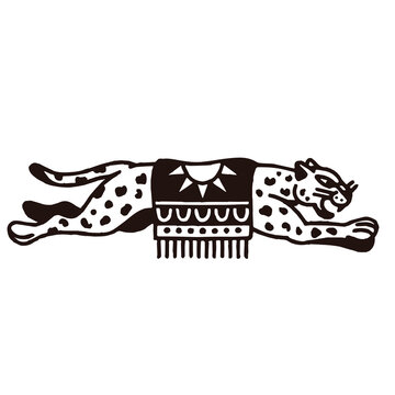 Vintage tiger illustration with ornamental geometric details, bold black and white linework, and a classic traditional tattoo-inspired graphic aesthetic.  Diecut sticker PNG Transparent background