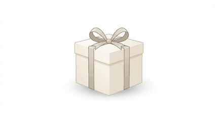 Fototapeta premium Elegant beige gift box with silk ribbon for celebrations and surprises.