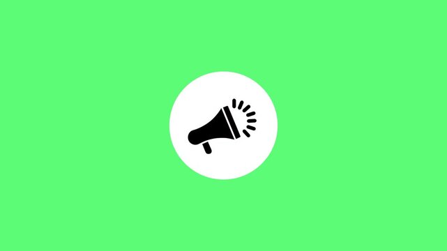 Animated Megaphone Bullhorn Speaker Line Icon in Circle Motion Graphic Element for Audio Sound Announcement Marketing UI UX Design