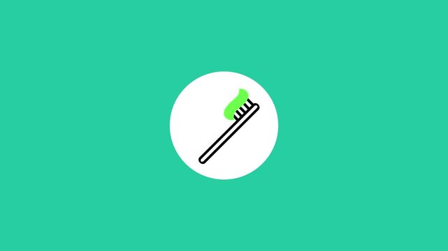 Animated Toothbrush with Toothpaste Line Icon in Circle Motion Graphic Element for Dental Hygiene Healthcare Oral Care UI UX Design