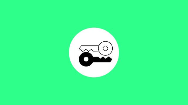 Animated Security Keys Line Icon in Circle Motion Graphic Element for Access Password Authentication Cybersecurity UI UX Design