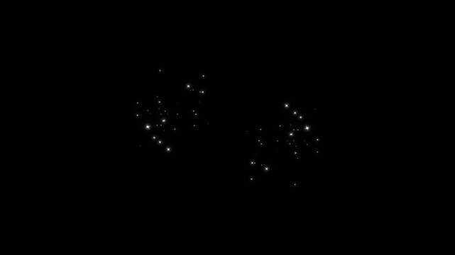 White Sparkling stars light animation and particles on black background, glowing doodle stars white twinkling stars, magic glitter sparkle trail, 2d glitter stars line animation, seamless 4k video