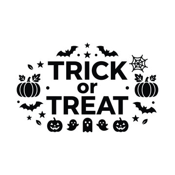 Playful Trick or Treat Lettering with Candy and Halloween Icons