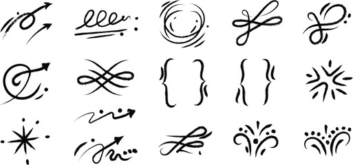 Obraz premium Set of hand drawn ink flourishes and decorative calligraphic elements for wedding invitations and scrapbooking projects