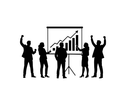 Business meeting presentation teamwork collaboration diverse team discussion corporate analytics dashboard strategic planning vector design and illustration.


