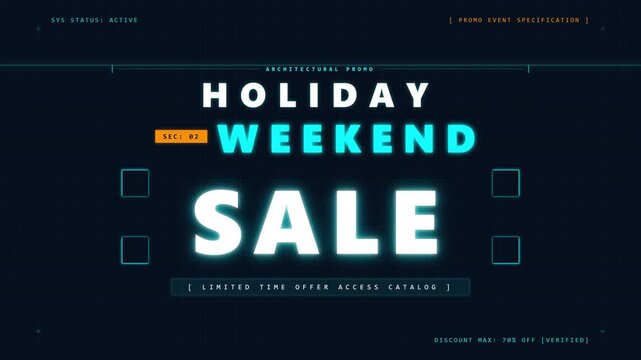 Futuristic Neon Holiday Weekend Sale Motion Graphic Animation