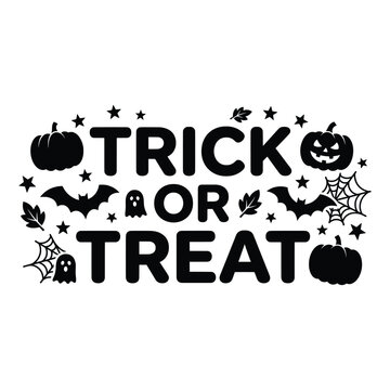 Decorative Trick or Treat Halloween Lettering with Candy Motifseb