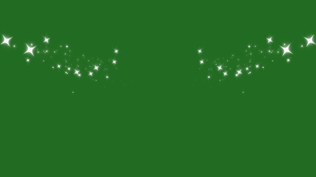 Glowing sparkle stars line animation, twinkling fairy shimmer and glowing christmas sparkle motion on green screen background, shining particles stars line magic dust, glitter line stars, 4k videos